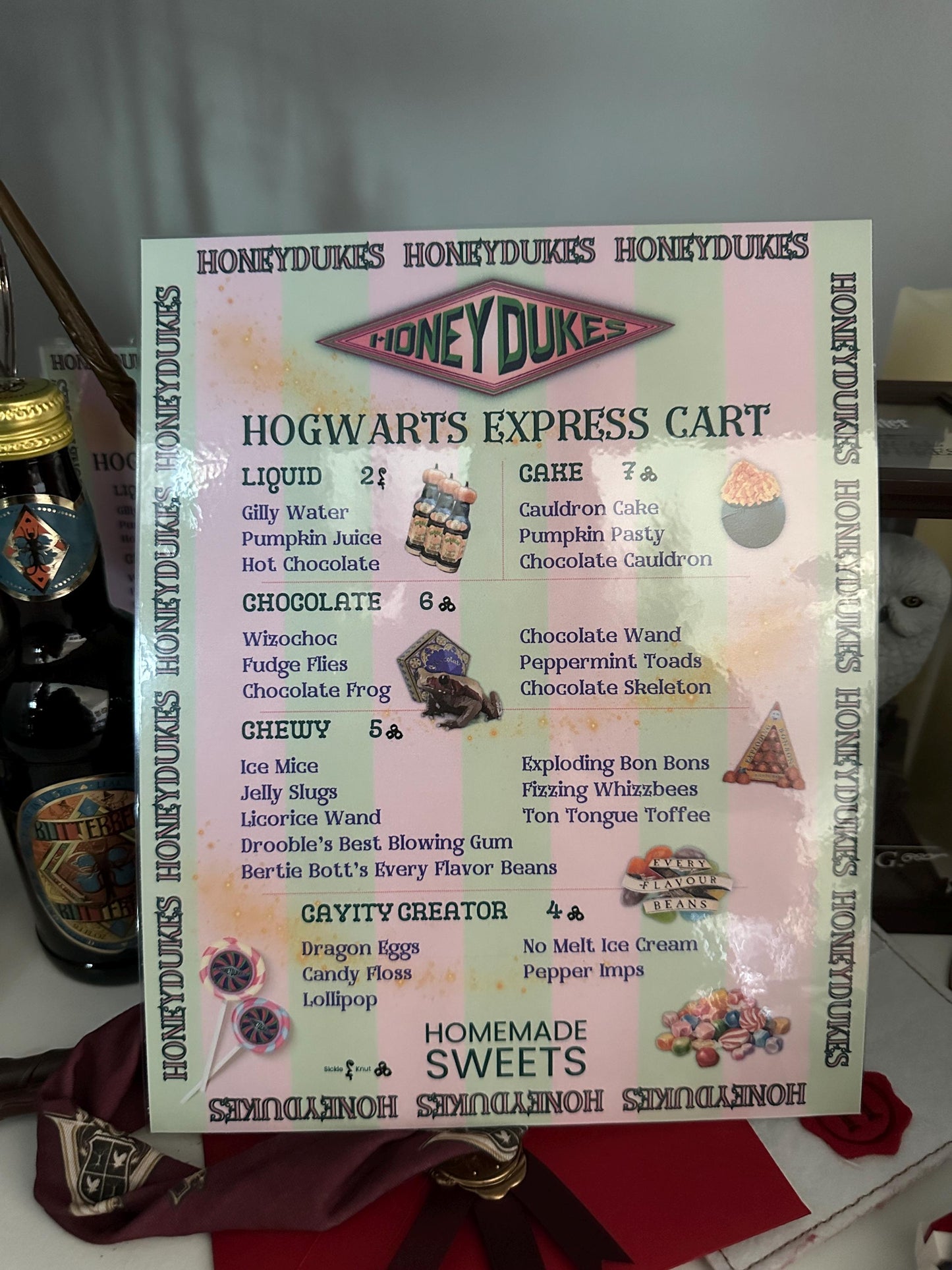 Honeydukes Hogwarts Express Cart Menu