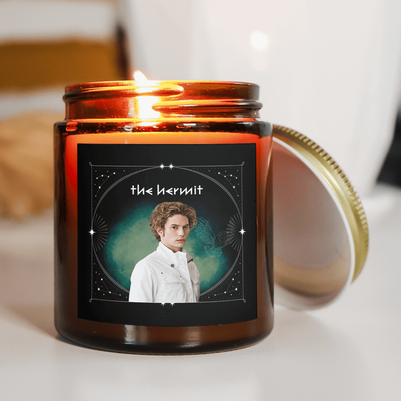 Twilight Tarot Card Candle - The Hermit